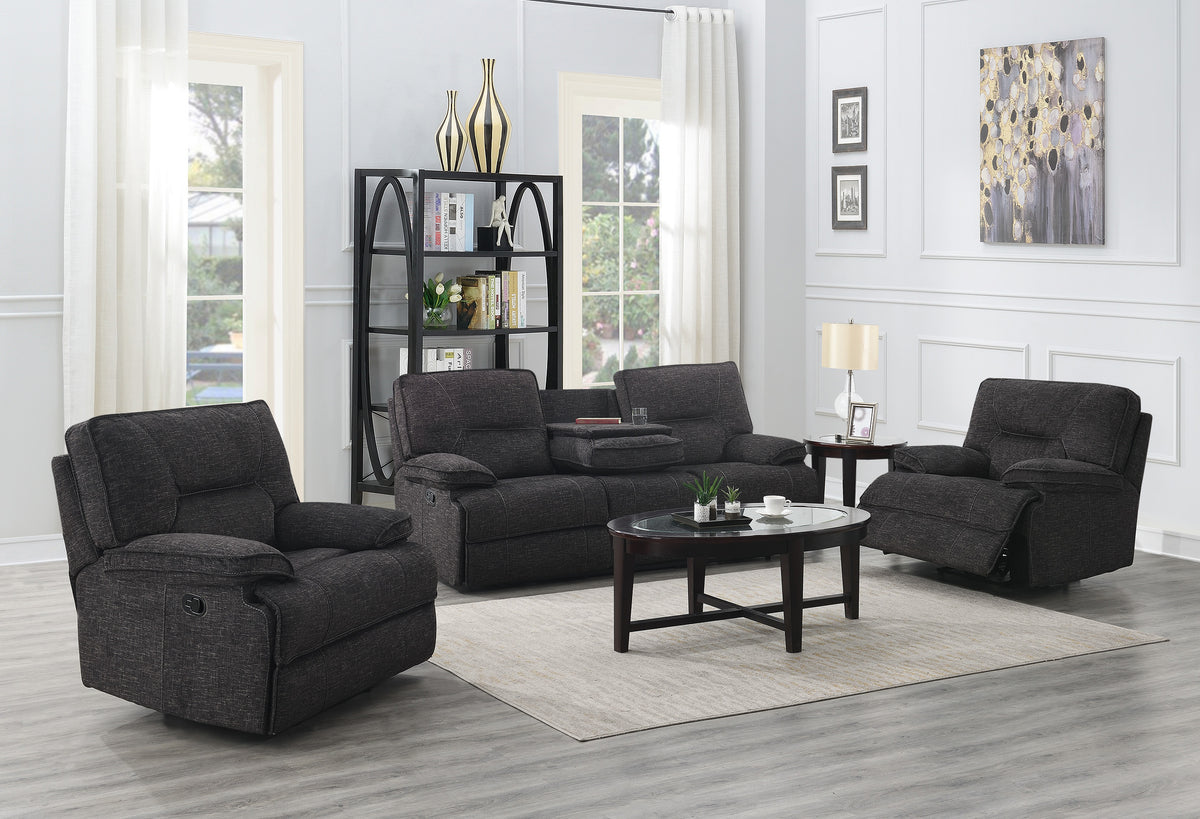 Maryland Fabric Power / Electric Recliner Sofa with USB Ports and Fold-Down Cup Holder Console from