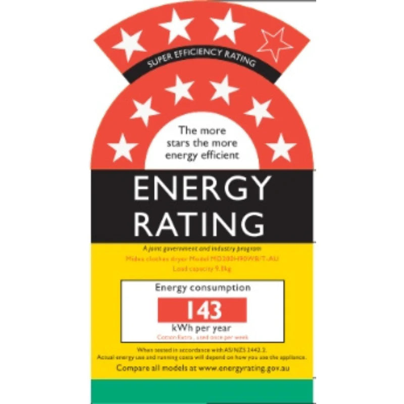 Midea 9KG Heat Pump Tumble Dryer - Smart Control - Black Color 9 Star Energy Rating 3 Yrs Warranty