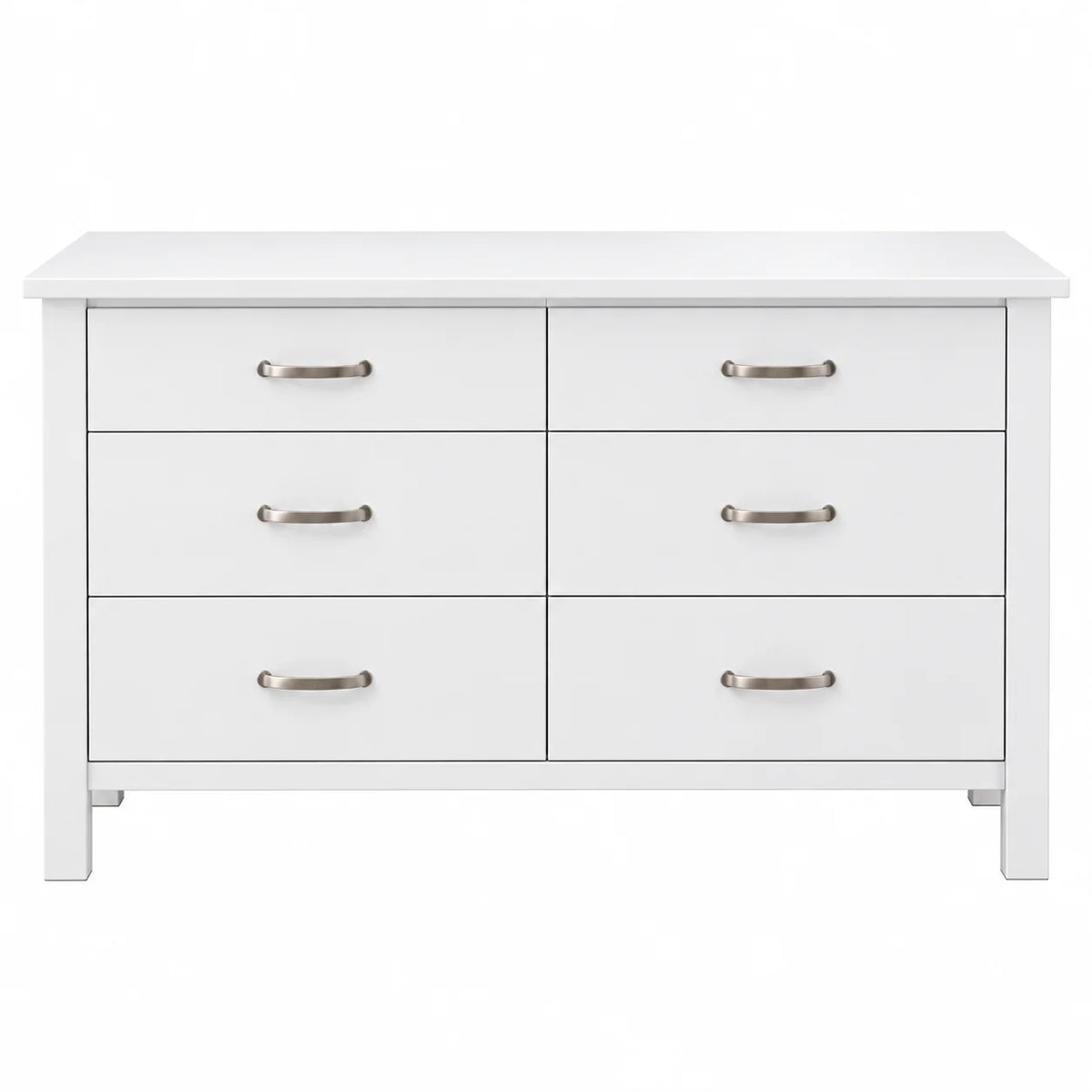 Pamela Solid Pine 6 Drawer Dressing Table with Mirror – White