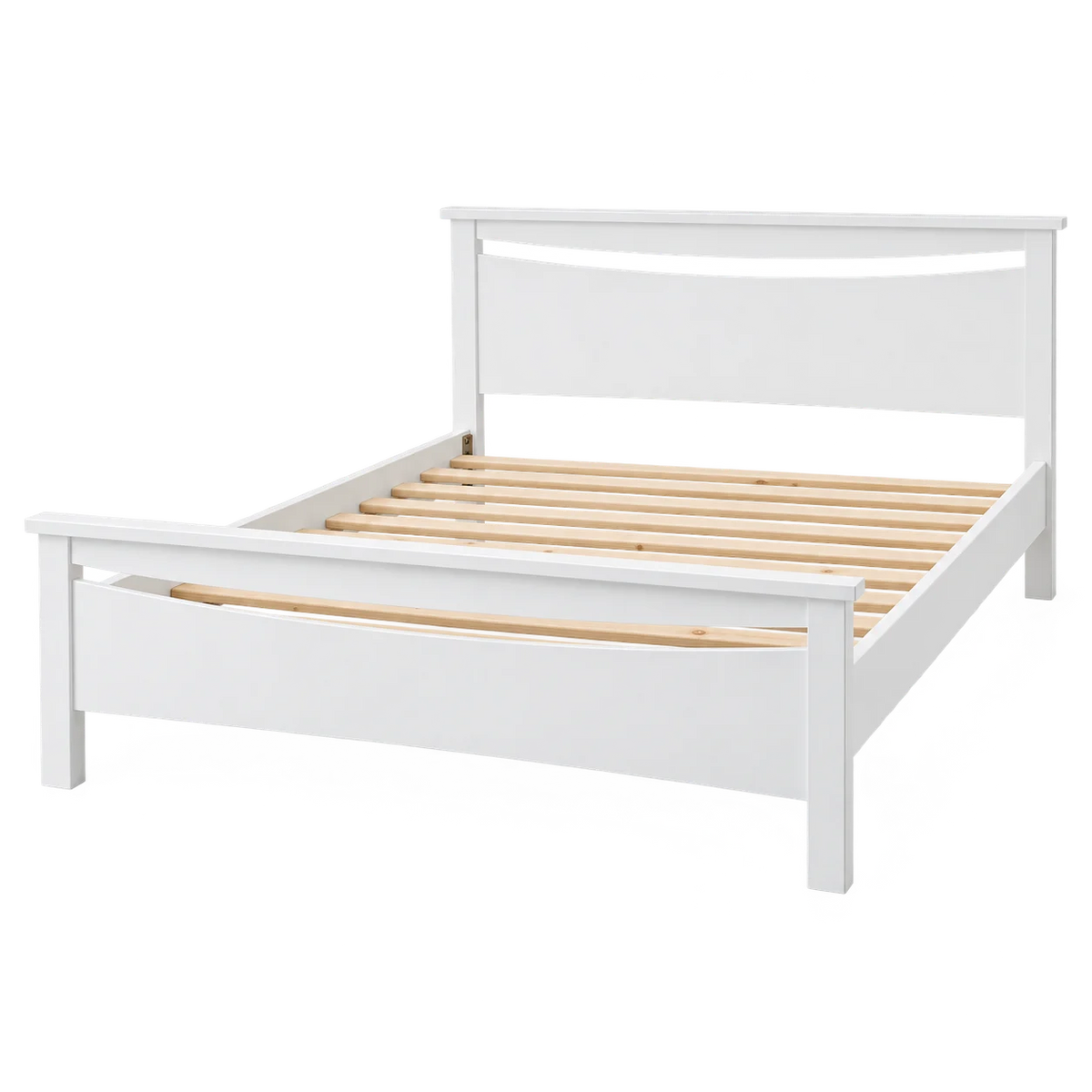 Pamela Solid Pine Wood White Bed in Single/ King Single/ Double/ Queen from