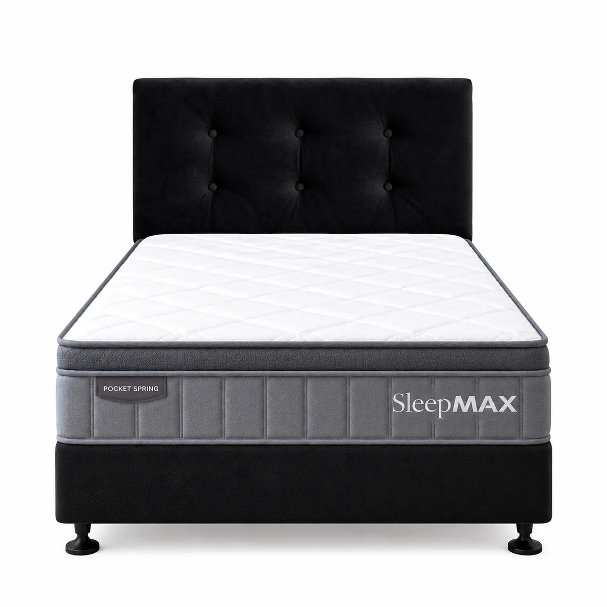 King Single Bed Set with Sleepmax Euro Top Mattress, NZ Made Base & Headboard