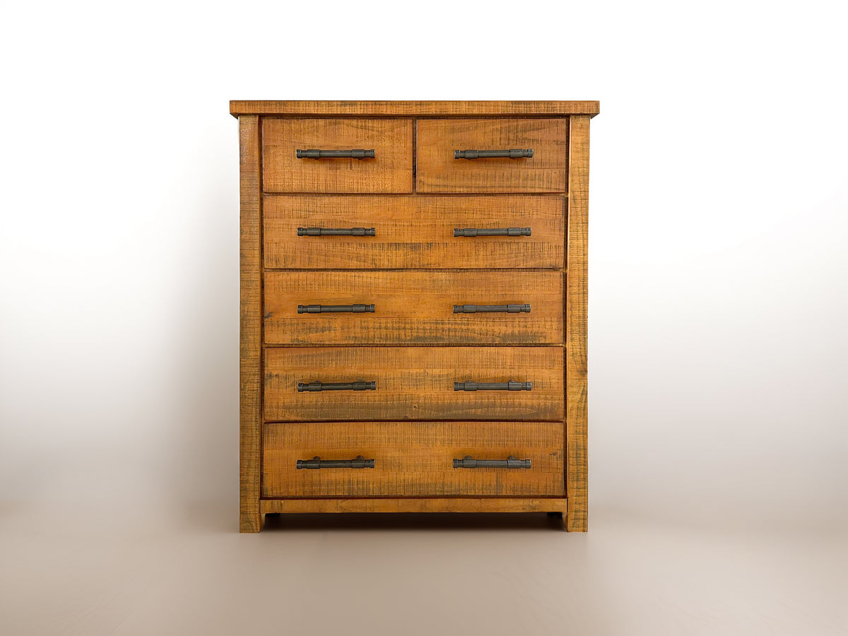 Woodgate Rustic Solid Wood 6 Drawer Tallboy