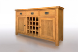 Riverland Oak Buffet 2 Door with Wine Rack - 1.5M
