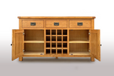 Riverland Oak Buffet 2 Door with Wine Rack - 1.5M