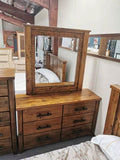 Woodgate Dressing Table With Mirror Solid Pine Wood Rough Sawn & Rustic Finish