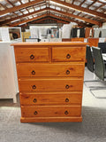 Troy Tallboy 6 Drawer Solid Pine Wood