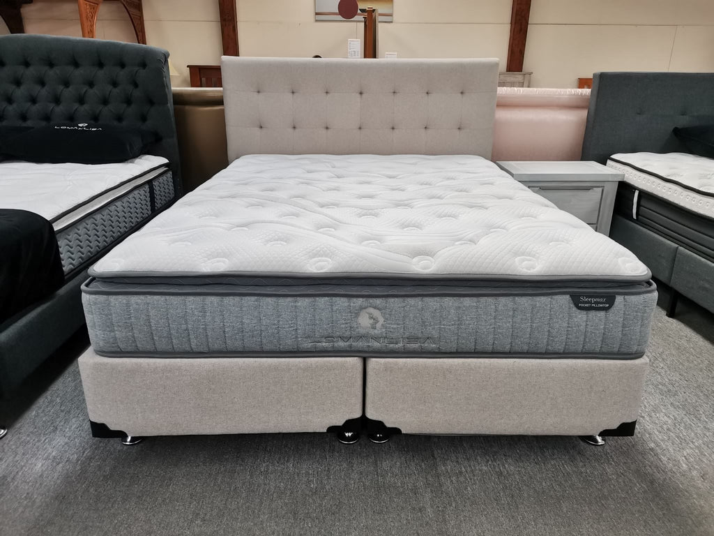 Bella King Bed 3PCS NZ Made Base, Full Length Headboard and a 28cm Thick Pocket Spring Mattress