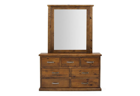 Felton Dressing Table with Mirror Solid Pine Wood Strong Rustic Finished