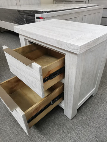 Amanda Bedside White Washed Solid Wooden