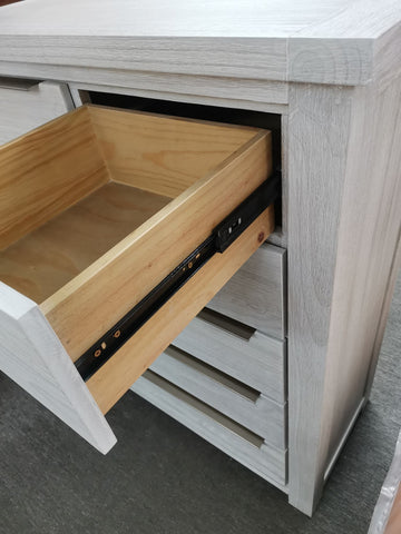 Amanda 6 Drawers Tallboy White Washed Solid Wooden