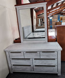 Amanda Dressing Table with Mirror White Washed Solid Wooden