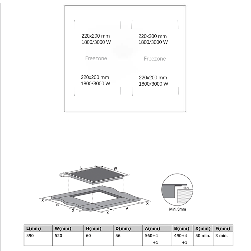 Midea 60cm Freezone Induction Cooktop MC-IF7222CCD - Midea | Home Appliances New Zealand