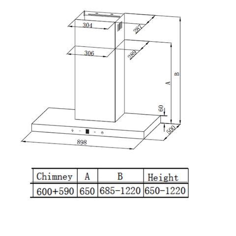 Midea 90cm T-Shape Rangehood