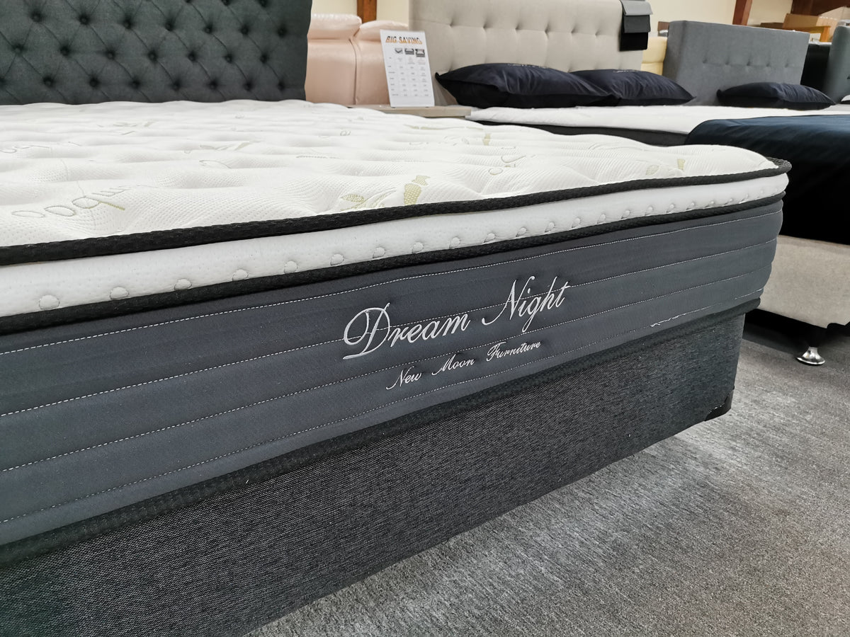 Queen Bed 2Pcs NZ Made Base with a 3 Zone Pocket Spring Memory Foam Bamboo Mattress