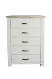 Ashland 5 Drawer Tallboy White Wash Solid Wooden