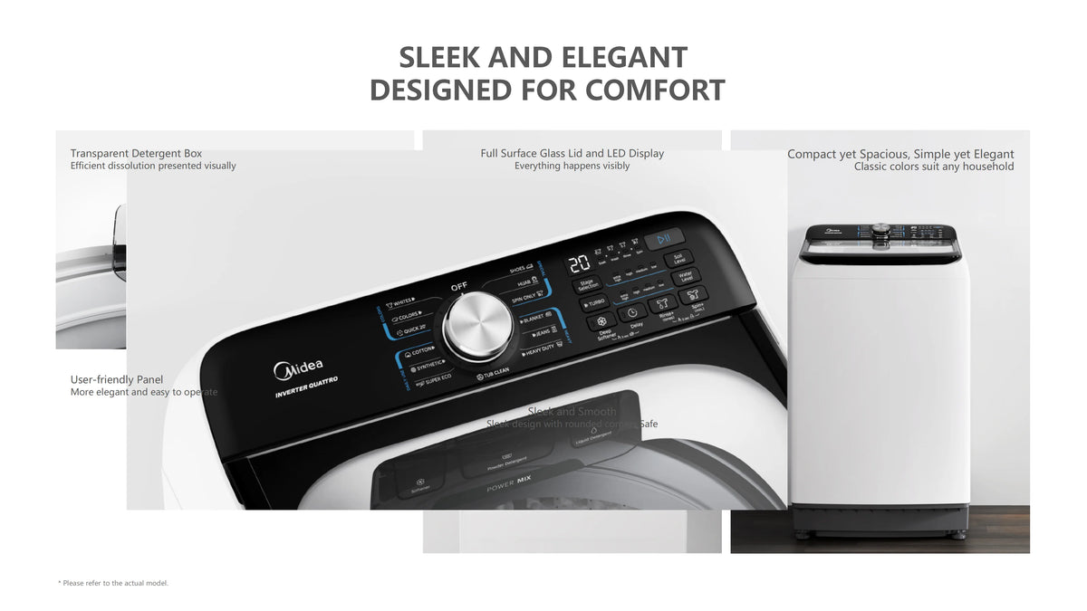 Midea 8kg top loader Rear control Washing Machine 3 Yrs Warranty