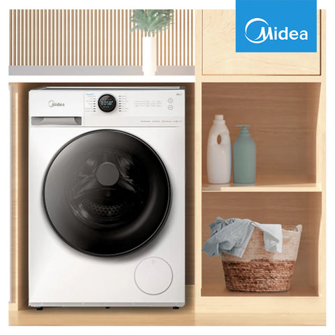 Midea 9KG Steam Wash Front Loader Washing Machine With Wi-Fi - White Color 3 Years Warranty