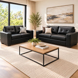 Aidan Air Leather Lounge Suite – Black