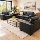 Aidan Air Leather Lounge Suite – Black