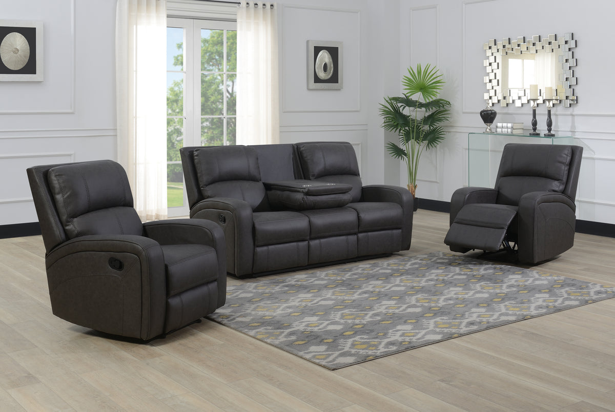 Arlington Fabric Recliner Sofa with Fold-Down Cup Holder Console from