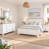 Ashland Solid Wood White Wash Coastal King Bedroom Suite