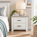 Ashland Solid Pine Bedside Table – White Wash Coastal Style