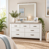Ashland Solid Pine Dressing Table with Mirror – White Wash Coastal Style