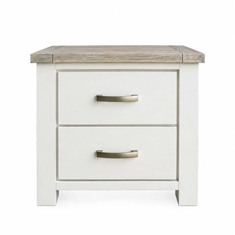 Ashland Solid Pine Bedside Table – White Wash Coastal Style
