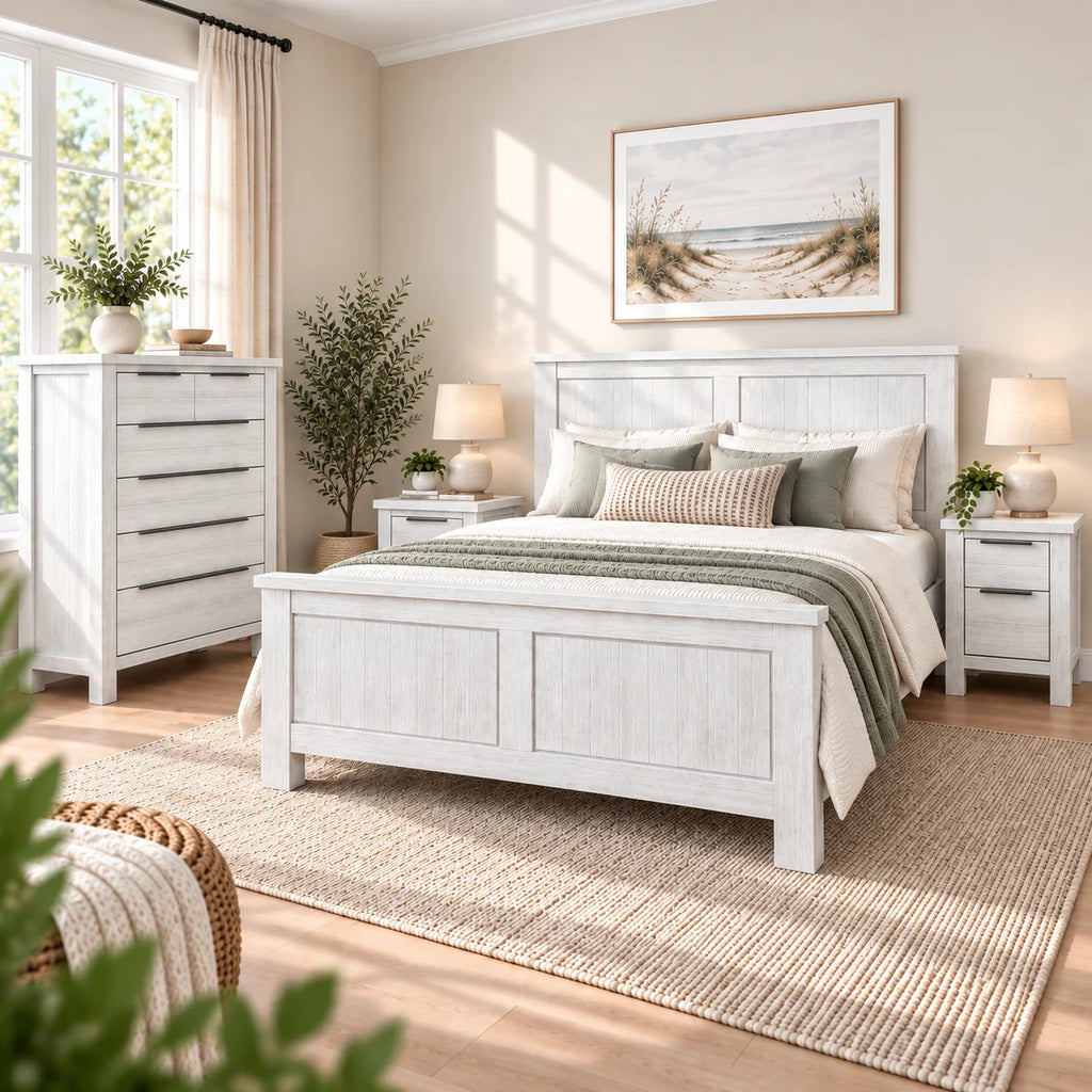 Aspen Solid Wood White Wash King Bedroom Suite