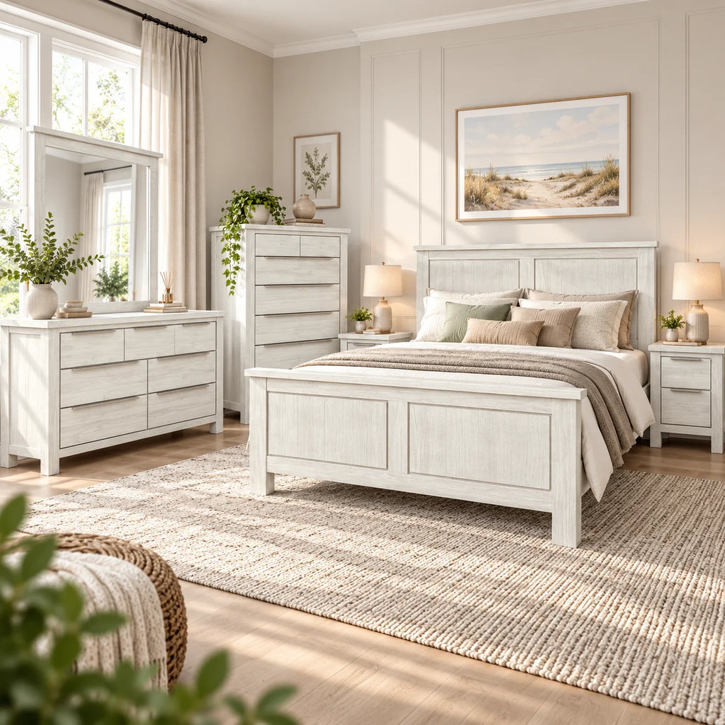Aspen Solid Wood White Wash Bed Frame
