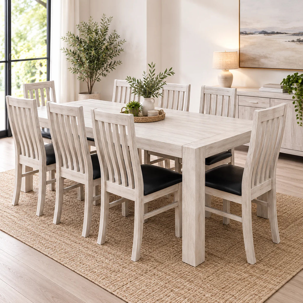 Aspen Solid Wood White Wash Dining Suite