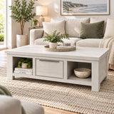 Aspen Solid Wood White Wash Two Drawer Coffee Table