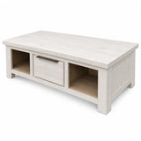 Aspen Solid Wood White Wash Two Drawer Coffee Table