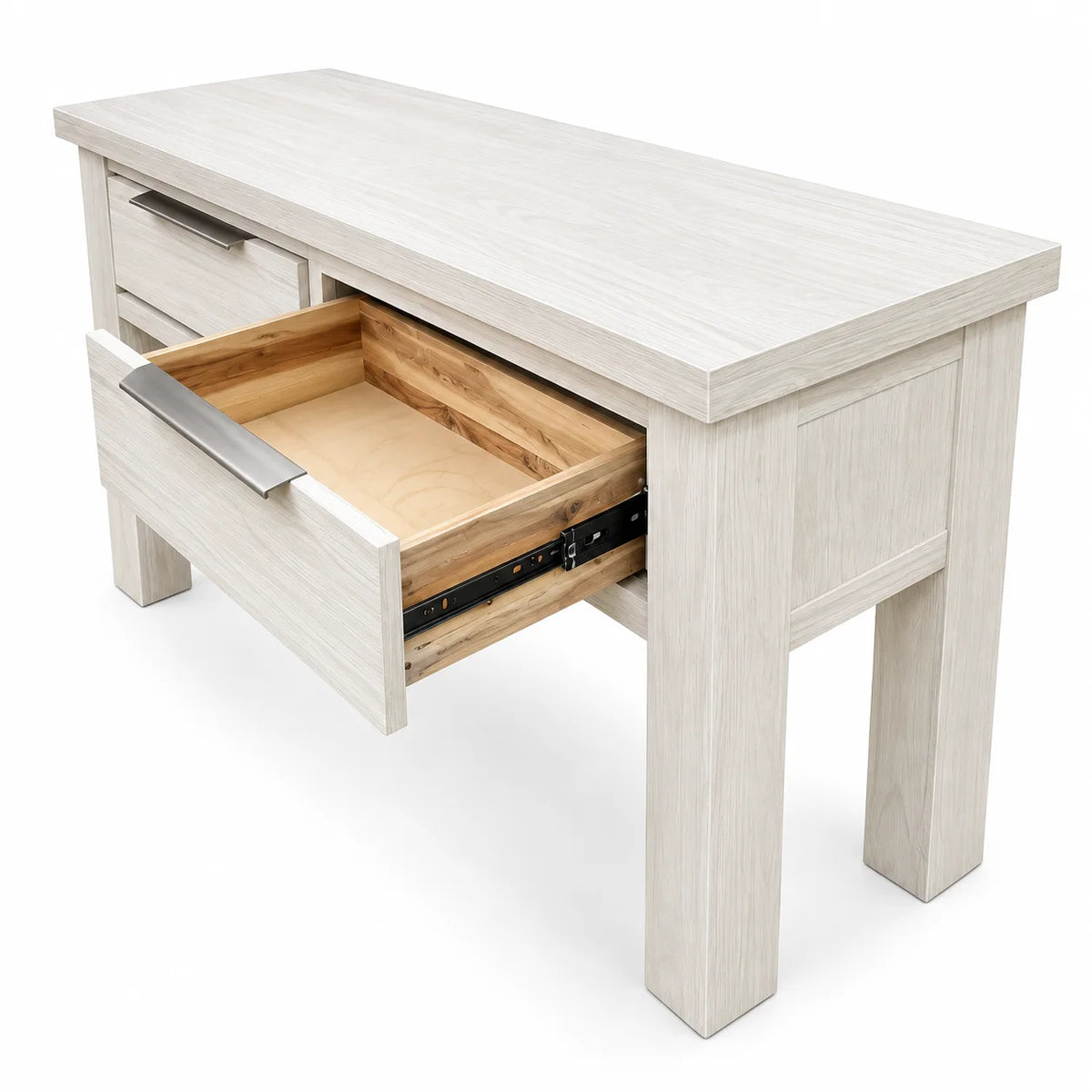 Aspen Solid Wood White Wash 2 Drawer Hall Table