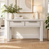 Aspen Solid Wood White Wash 2 Drawer Hall Table