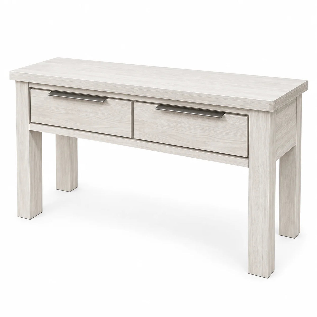 Aspen Solid Wood White Wash 2 Drawer Hall Table