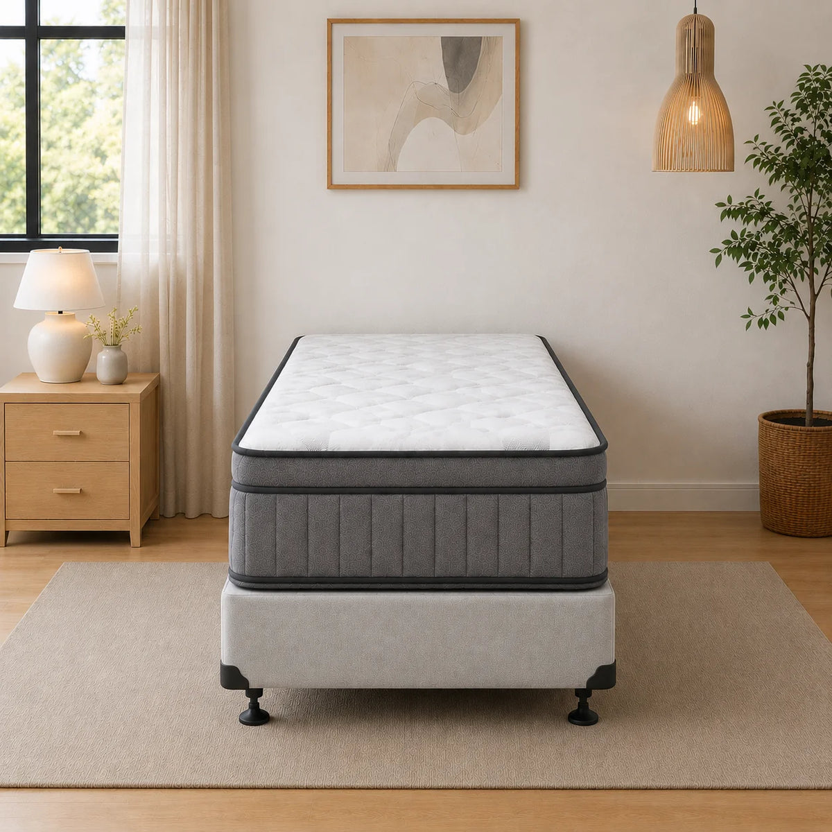 Atlanta 5 Zone Pocket Spring King Single Mattress & NZ Made Bed Base