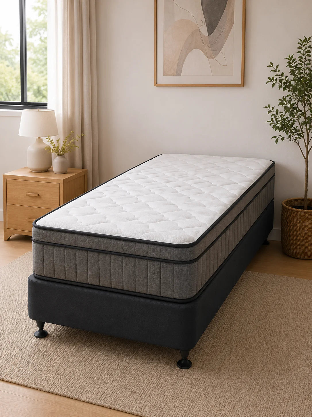 Atlanta 5 Zone Pocket Spring King Single Mattress & NZ Made Bed Base
