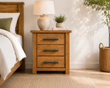 Woodgate Rustic Solid Wood 3 Drawer Bedside Table