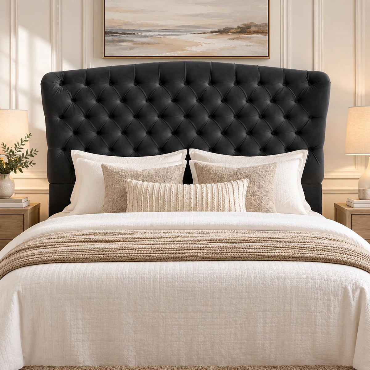 Birmingham Wing Headboard - Black Velvet