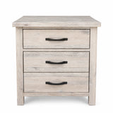 Brighton Solid Acacia Wood Queen Bedroom Suite – White Wash Rustic Finish