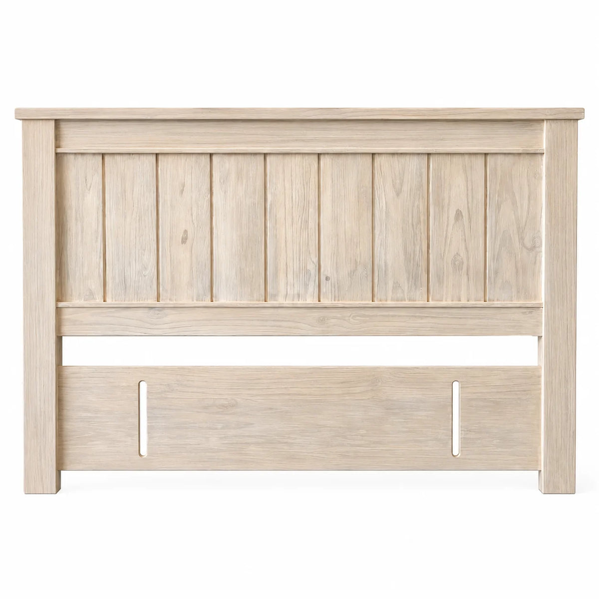 Brighton Solid Wood Queen Headboard - White Wash Rustic Finish