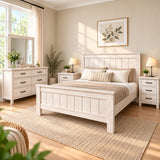 Brighton Solid Acacia Wood Queen Bedroom Suite – White Wash Rustic Finish