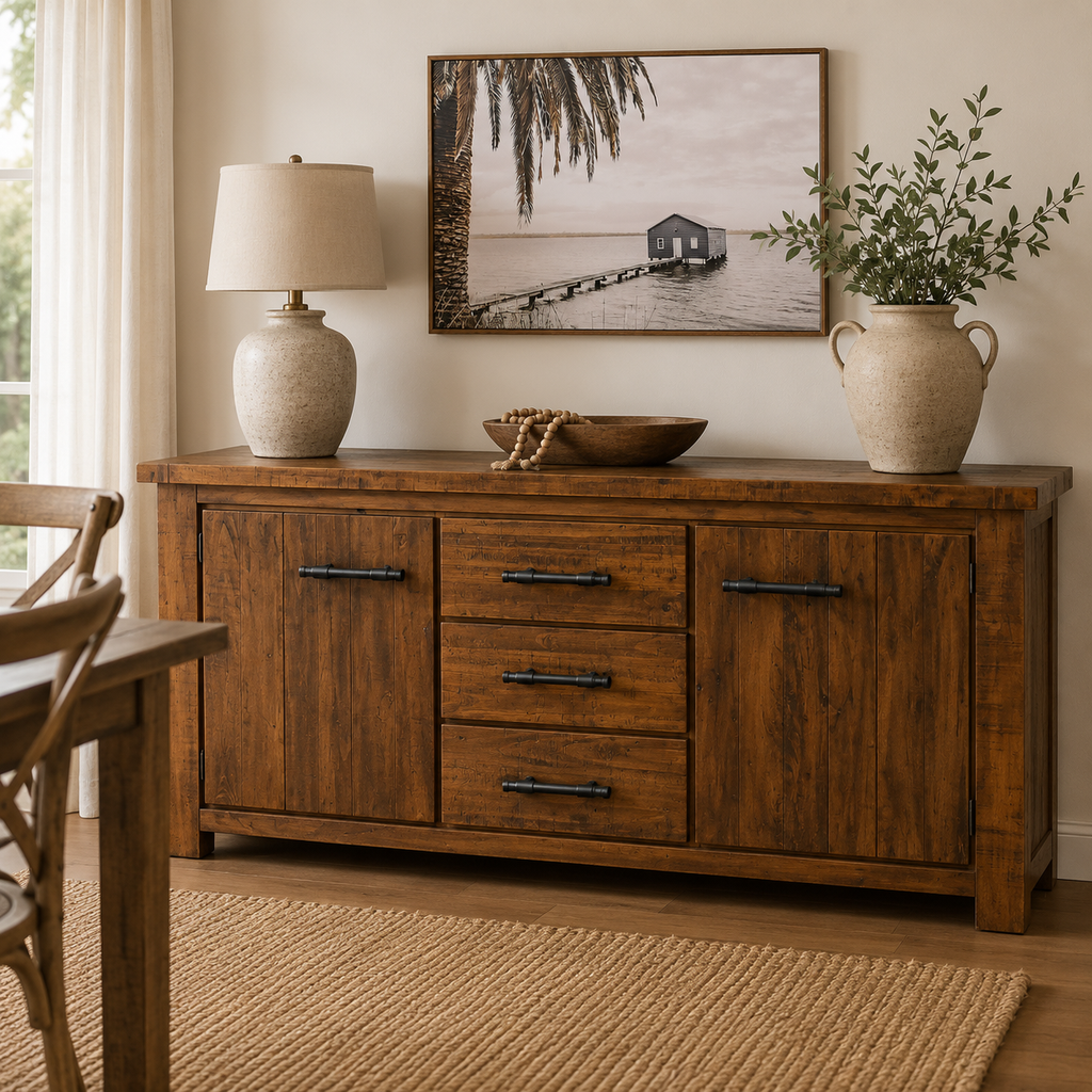 Woodgate Buffet Solid Pine Wood Rough Sawn and Rustic