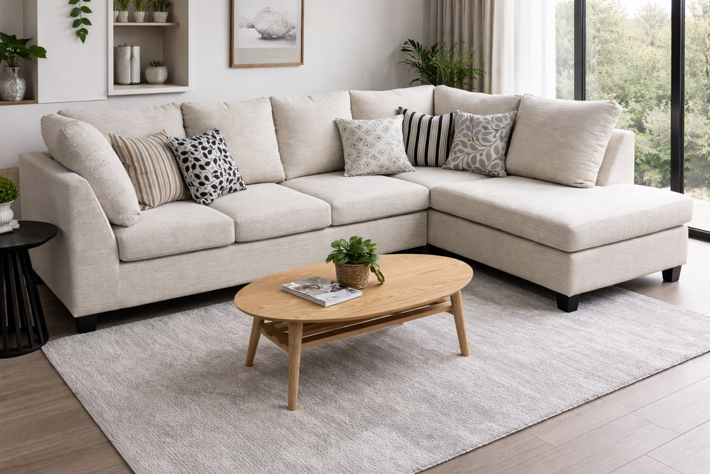 NZ Made 3 Seater with Chaise Lounge Suite - Hermana