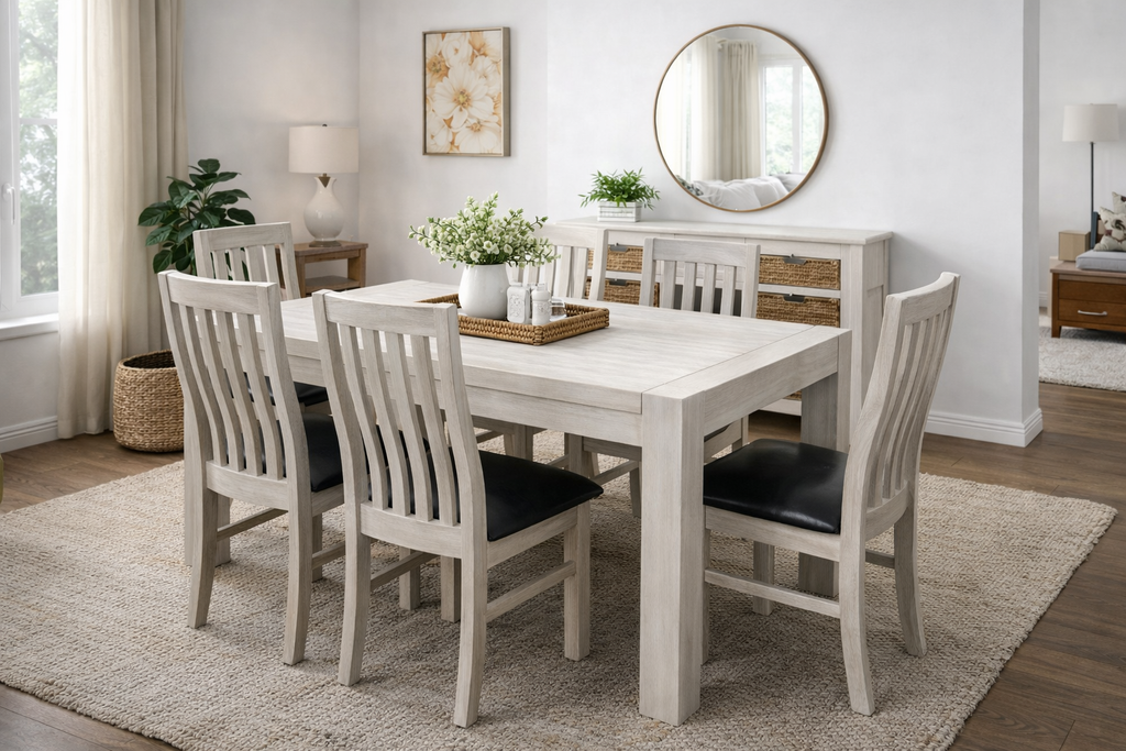 Amanda 9PCS Dining Suite - 2.1m Table with 8 Chairs – New Moon Furniture