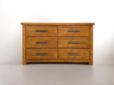 Woodgate Rustic Solid Wood 6 Drawer Dressing Table with Mirror
