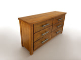 Woodgate Rustic Solid Wood 6 Drawer Dressing Table with Mirror