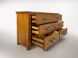 Woodgate Rustic Solid Wood 6 Drawer Dressing Table with Mirror