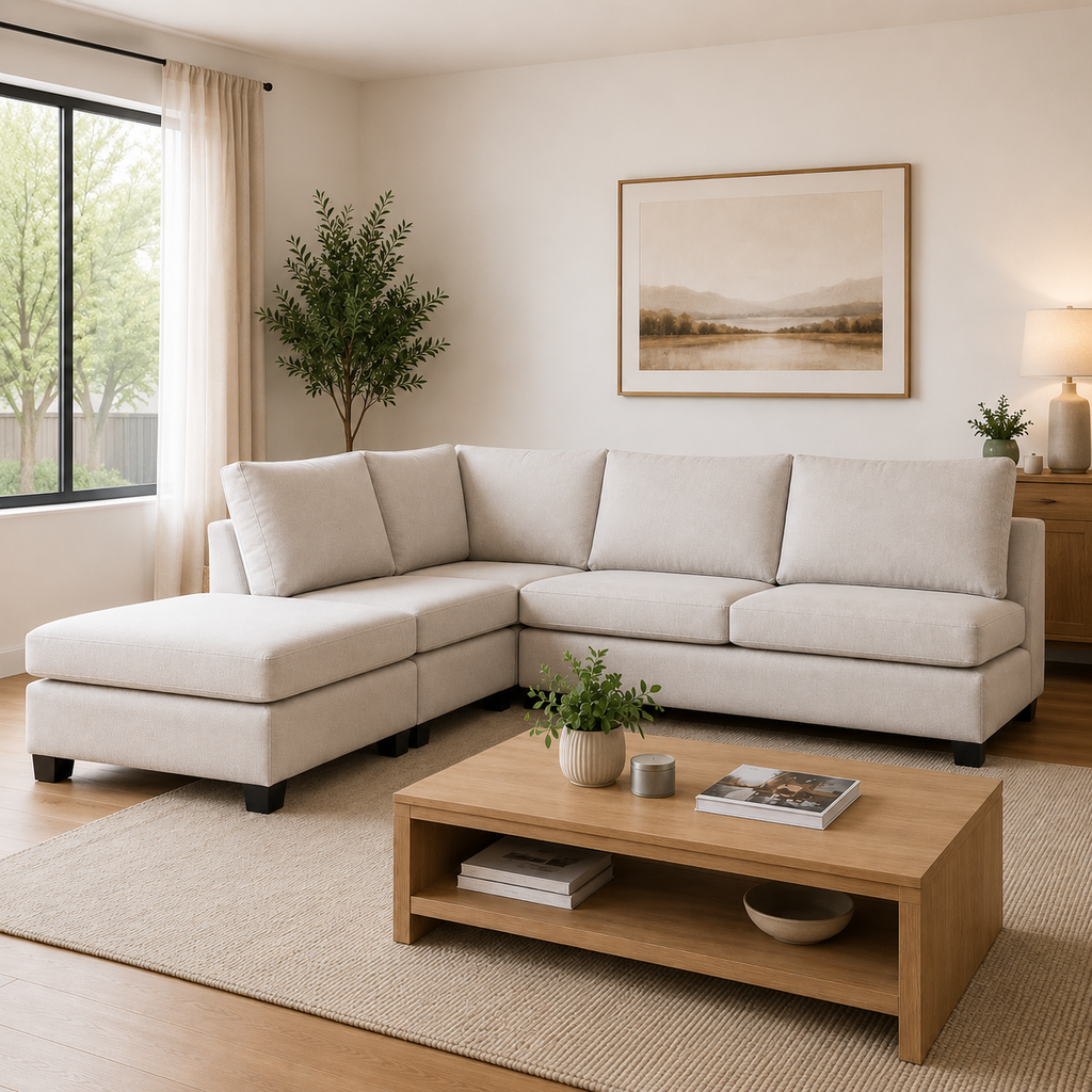 NZ Made 4 Piece Modular Lounge Suite - Dallas Aston Cloud
